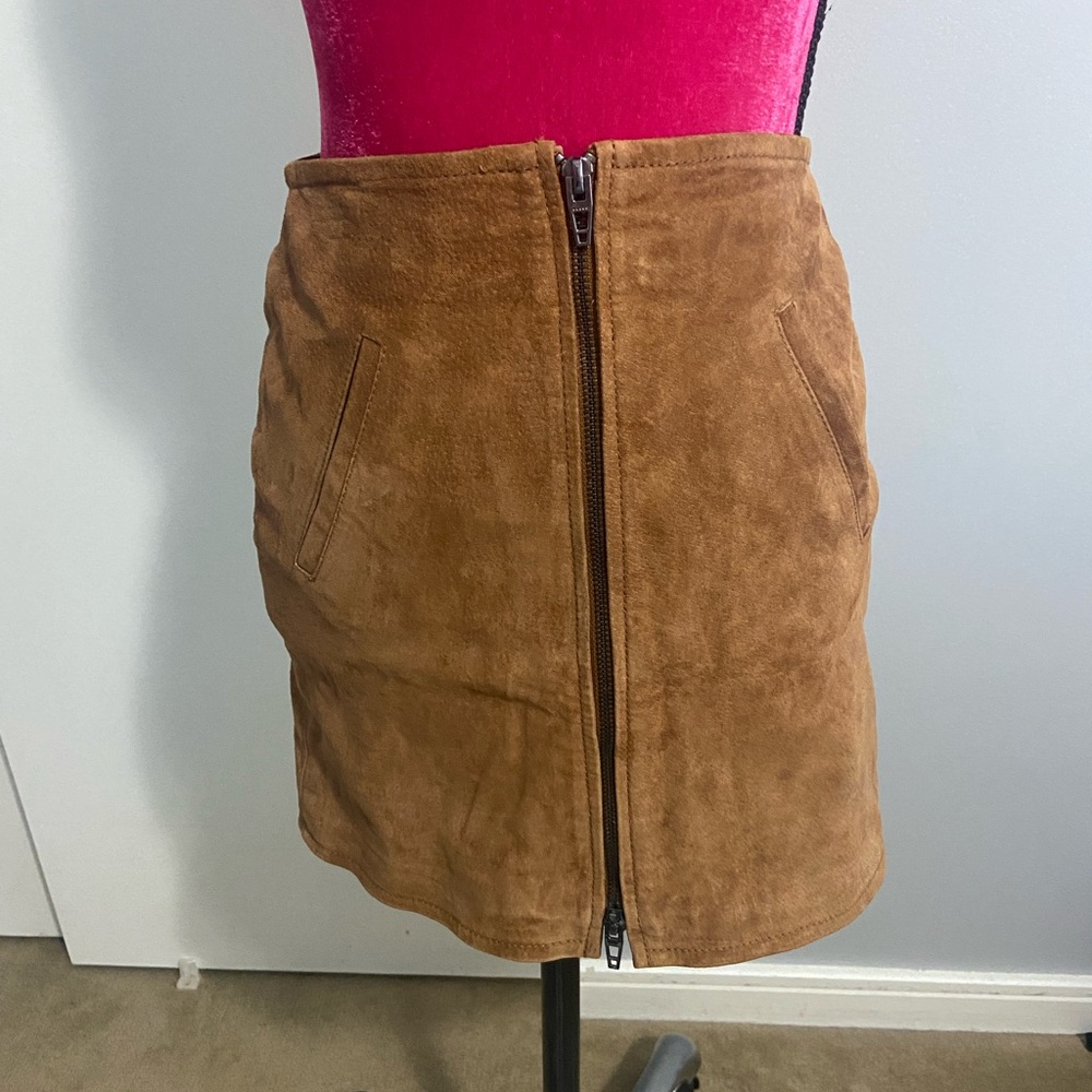 Blank nyc brown genuine leather skirt 24